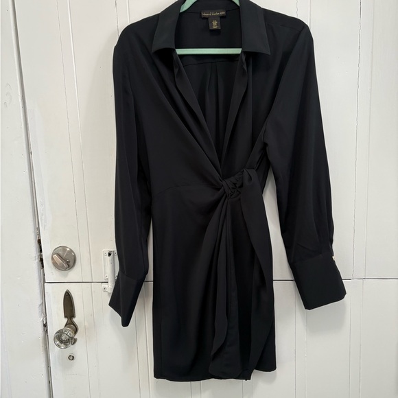 House of Harlow 1960 Black Ruched Wrap Mini Dress - Picture 1 of 2